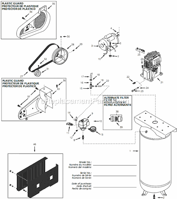 Page A Diagram and Parts List for EX840500 2004 Campbell Hausfeld Compressor
